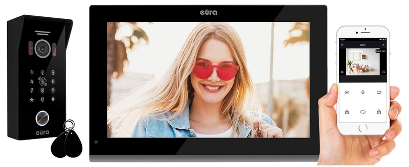 EURA VDP-99C5 10 Inch WiFi Video Intercom - 1080P Black