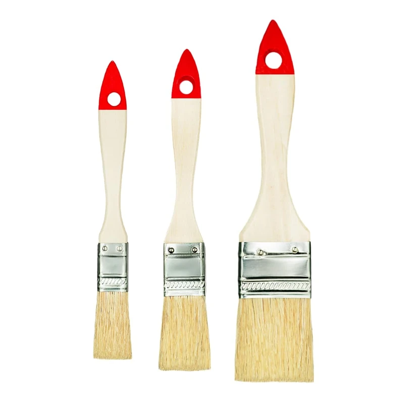 M7 3-Piece Flat Brush Set: 1 x 3/4 Inch (Approx. 20 mm), 1 x 1 Inch (approx. 25 mm), 1 x 1.5 Inch (approx. 38 mm), Series 30/Series 01, Paint Brush with Synthetic Light Bristles, Paint Brush with
