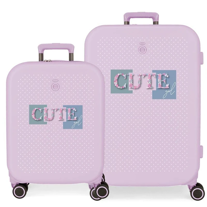 Enso Cute Girl Purple Suitcase Set 55/70 cm Rigid ABS Integrated TSA Lock 116L 7.54 kg 4 Double Wheels Hand Luggage