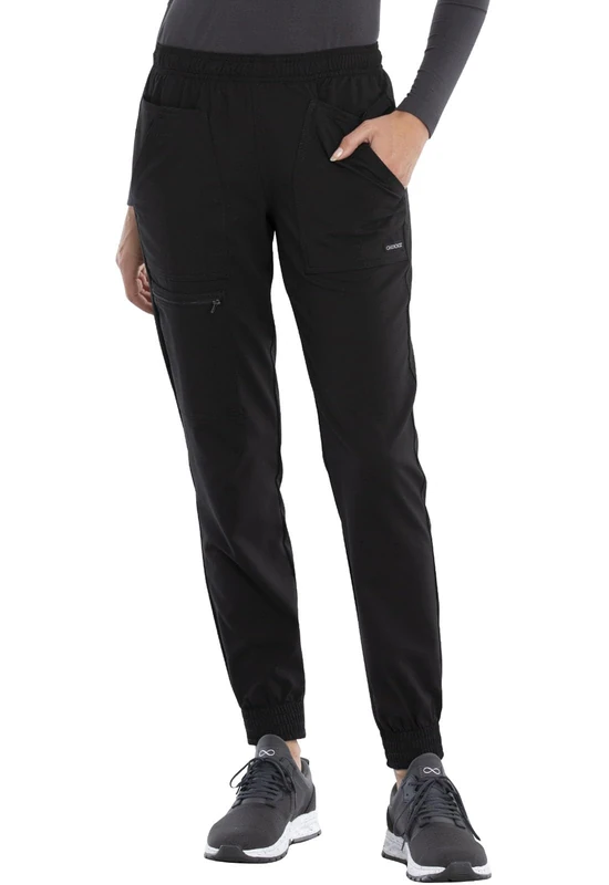 Cherokee Women's Mid Rise Tapered Leg Jogger Scrubs Pant, Black, XL