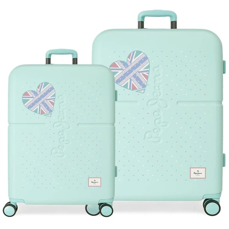 Pepe Jeans Nerea Blue Suitcase Set 55/70 cm Rigid ABS Integrated TSA Closure 116L 7.54 kg 4 Double Wheels Hand Luggage