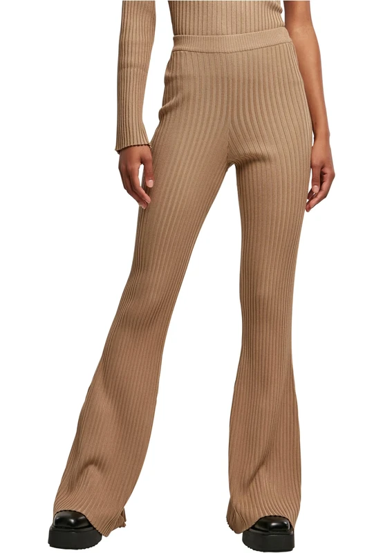 Urban Classics Women's Ladies Flared Rib Knit Leggings, Unionbeige, M