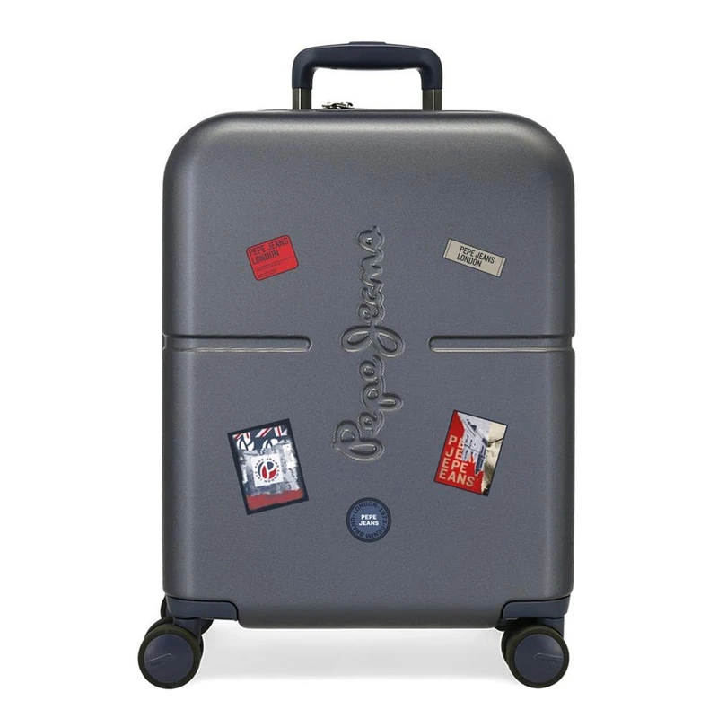 Pepe Jeans Kay Cabin Suitcase Blue 40x55x20 cm Rigid ABS Integrated TSA Closure 37L 2.74 kgs 4 Double Wheels Expandable Hand Luggage