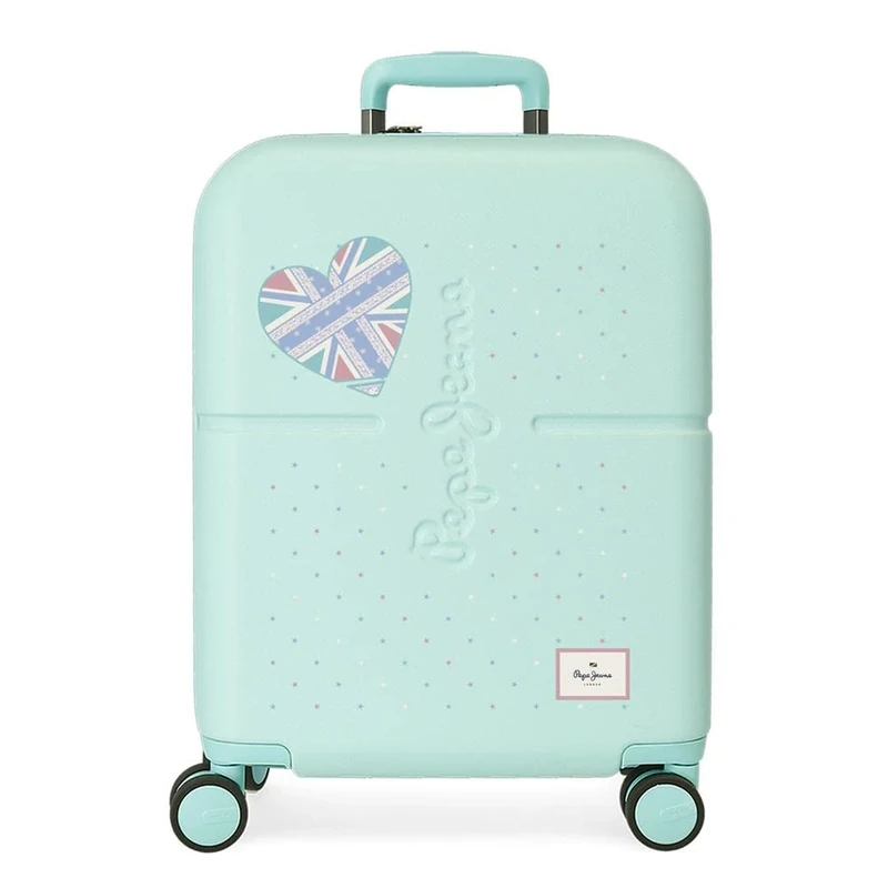 Pepe Jeans Nerea Cabin Suitcase Blue 40x55x20 cm Rigid ABS Integrated TSA Closure 37L 2.74 kgs 4 Double Wheels Extendable Hand Luggage