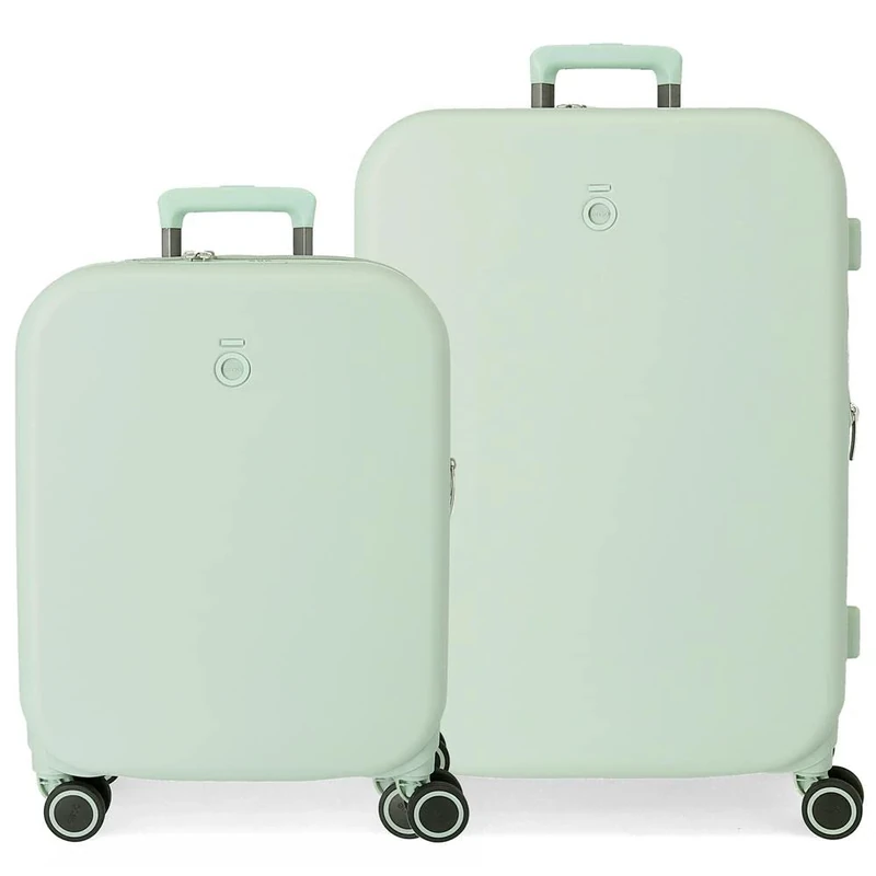 Enso Annie Green Suitcase Set 55/70 cm Rigid ABS Integrated TSA Closure 116L 7.54 kg 4 Double Wheels Hand Luggage