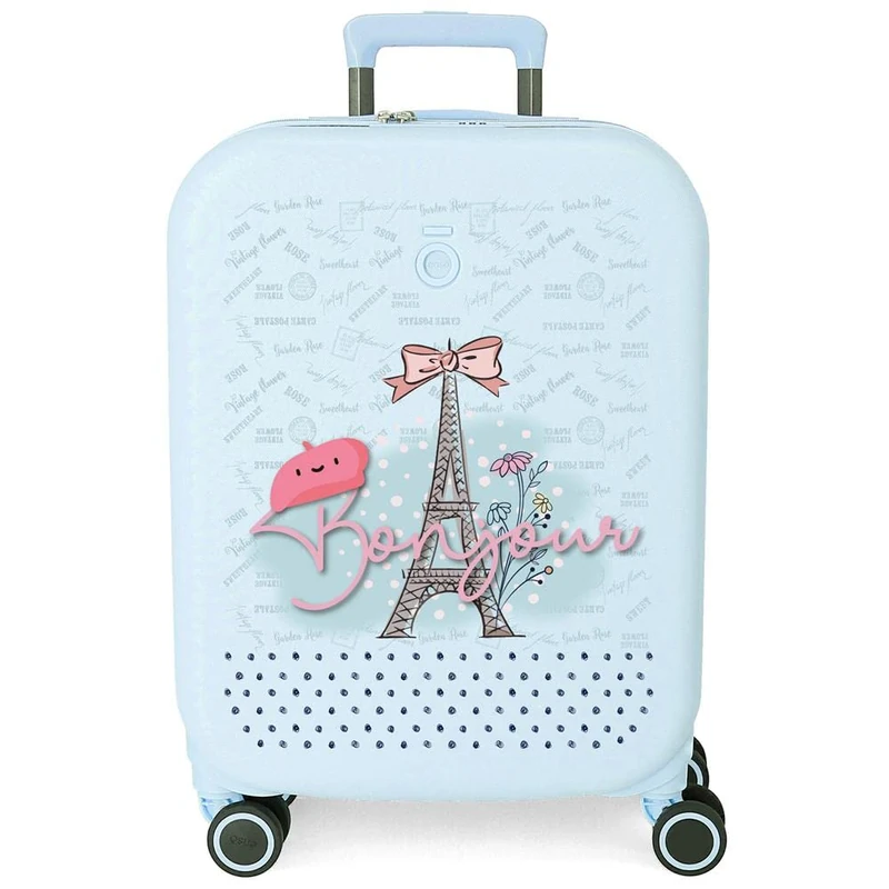 Enso Bonjour Cabin Suitcase Blue 40x55x20 cm Rigid ABS Integrated TSA Closure 37L 3.22 kgs 4 Double Wheels Hand Luggage