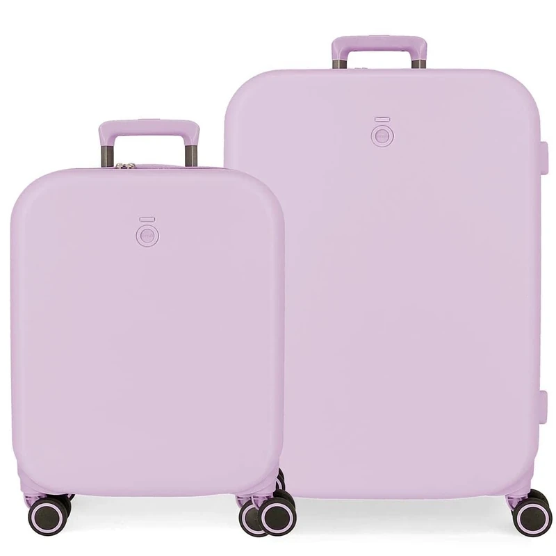 Enso Annie Purple Suitcase Set 55/70 cm Rigid ABS Integrated TSA Lock 116L 7.54 kg 4 Double Wheels Hand Luggage