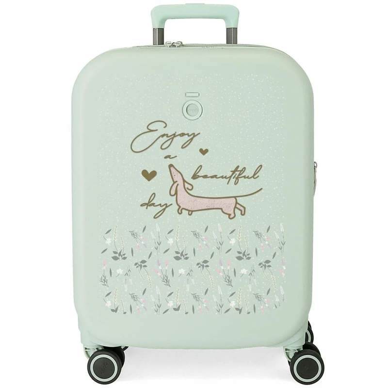 Enso Beautiful day Green Cabin Suitcase 40x55x20 cms Rigid ABS Integrated TSA lock 37L 2.74 kgs 4 Double wheels Expandable Hand Luggage