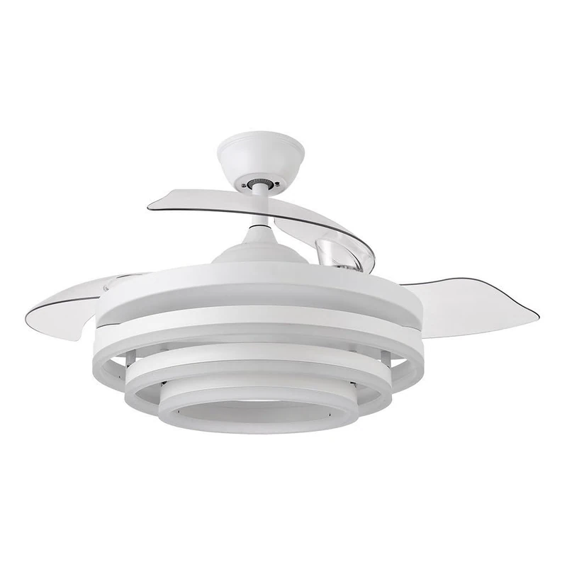 FABRILAMP 72 W DC Kai White Fan 3 Blades Transp. 6 Vel. 3 Colours 43/58 x 50/107 C/Remote Control, Memory and Temp. 6120 lm