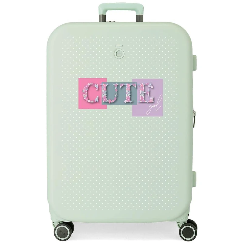 Enso Cute Girl Medium suitcase Green 48x70x28 cms Rigid ABS Integrated TSA closure 79L 4.32 kgs 4 Double wheels