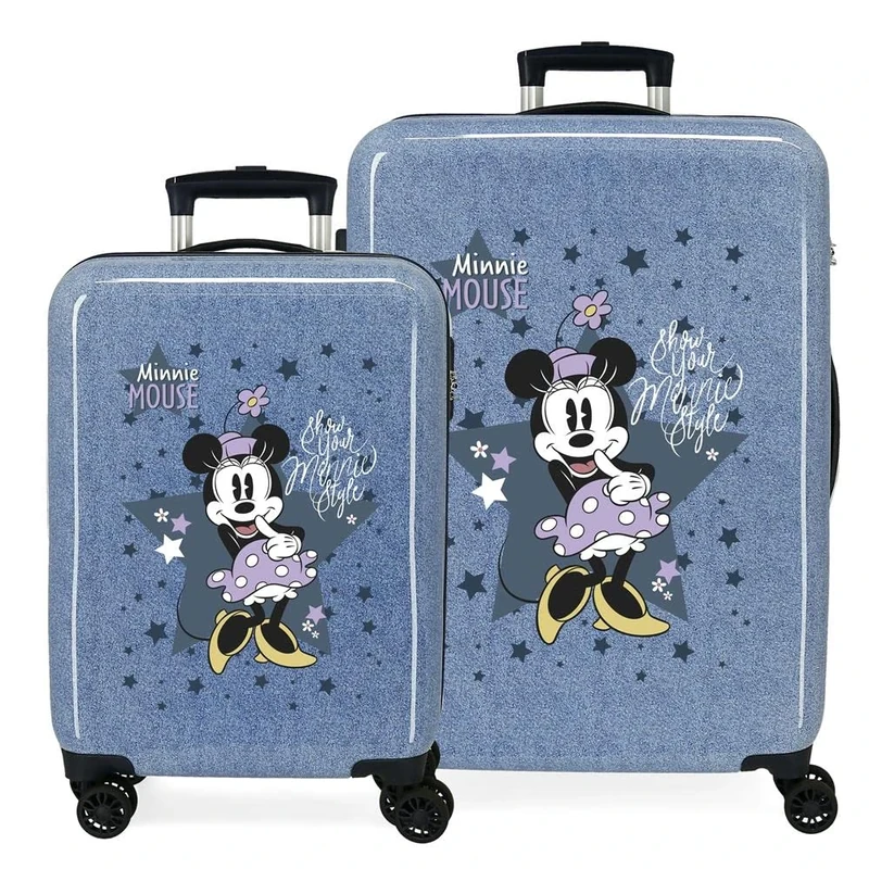 Disney Minnie Style Blue Suitcase Set 55/68 cms Rigid ABS Side Combination Lock 104L 6 kgs 4 Double Wheels Hand Luggage