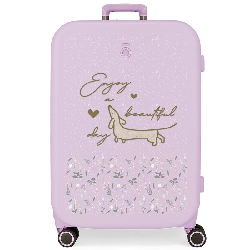 Enso Beautiful day Medium suitcase Purple 48x70x28 cms Rigid ABS Integrated TSA closure 79L 4.32 kgs 4 Double wheels
