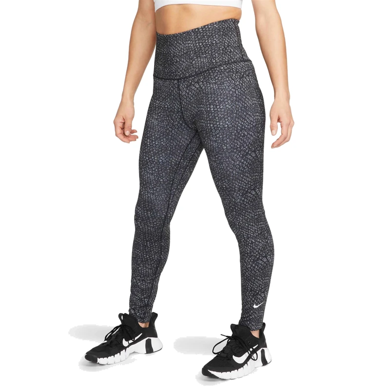 NIKE DX0162-010 W NK ONE DF HR 7/8 TGHT AOP Leggings Women's Black/White Size XL