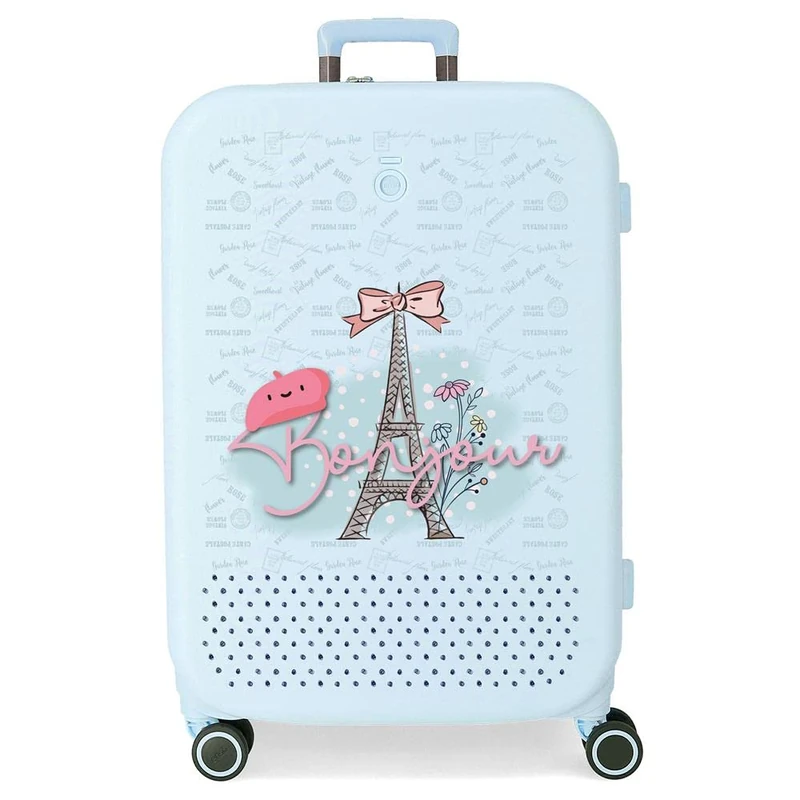 Enso Bonjour Medium suitcase Blue 48x70x28 cms Rigid ABS Integrated TSA closure 79L 4.32 kgs 4 Double wheels