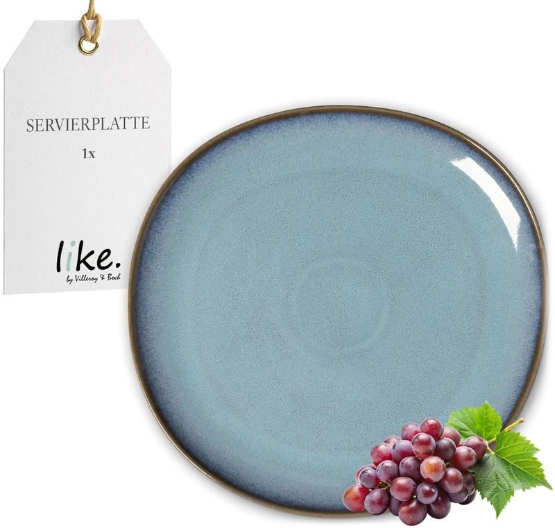 like. by Villeroy & Boch – Lave glacé serving plate 32 x 31.5 x 3 cm, turquoise serving plate, earthenware
