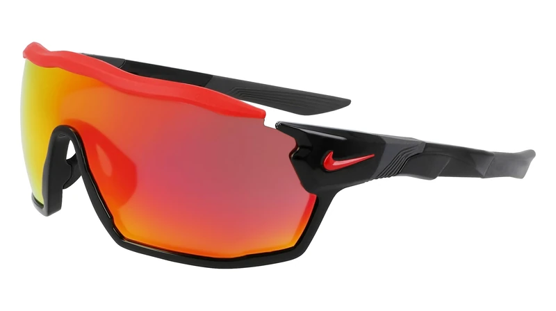 Nike SHOW X RUSH M DZ7370 010 Black/Red Mirror Sunglasses Unisex Iniettato, Shield, 58