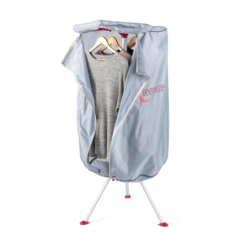 Kleeneze KL066695UKF Electric Heated Indoor Clothes Dryer - with Cover, Reduce Creases & Drying Time, 6 Heat Settings, Up to 10kg Damp Washing, 6 Arms for Hanging Washing, Compact, Aluminium, 1000W
