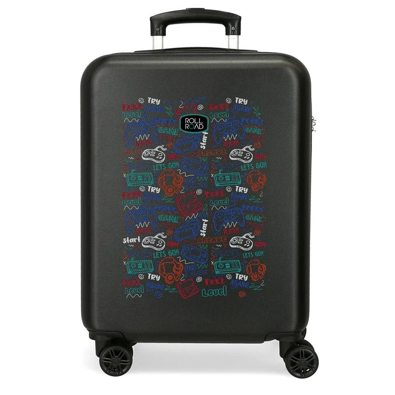 Roll Road Next Level Cabin Suitcase Black 38x55x20 cms Rigid ABS Side combination lock 35L 2 kgs 4 Double wheels Hand Luggage
