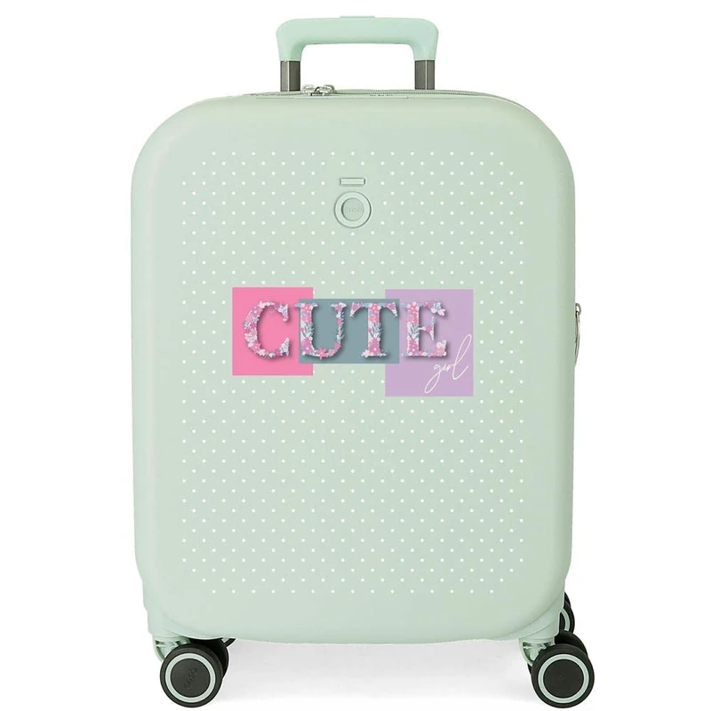 Enso Cute girl Cabin Suitcase Green 40x55x20 cms Rigid ABS Integrated TSA lock 37L 2.74 kgs 4 Double wheels Expandable Hand Luggage