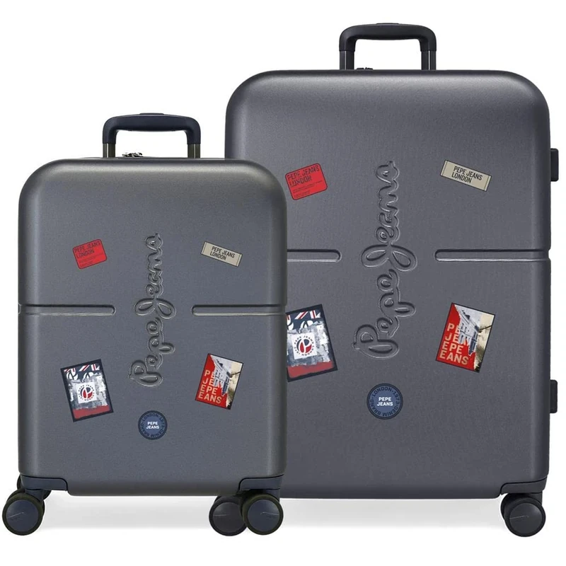 Pepe Jeans Kay Blue Suitcase Set 55/70 cm Rigid ABS Integrated TSA Closure 116L 7.54 kg 4 Double Wheels Hand Luggage - Image 1