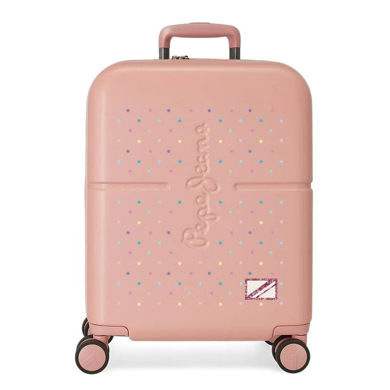 Pepe Jeans Carina Pink Cabin Suitcase 40x55x20 cm Rigid ABS Integrated TSA Closure 37L 3.22 kgs 4 Double Wheels Hand Luggage