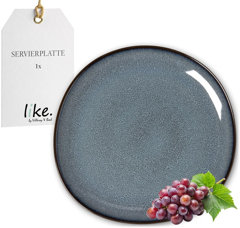 like. by Villeroy & Boch – Lave gris serving plate 32 x 31.5 x 3 cm, grey serving plate, earthenware