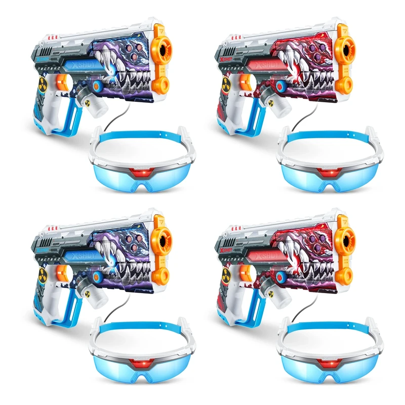 XSHOT Skins Laser 360°, 4 Laser Blasters & 4 Infrared Headset, 4 Players, 4 Team Mode, 54 meters Range by ZURU