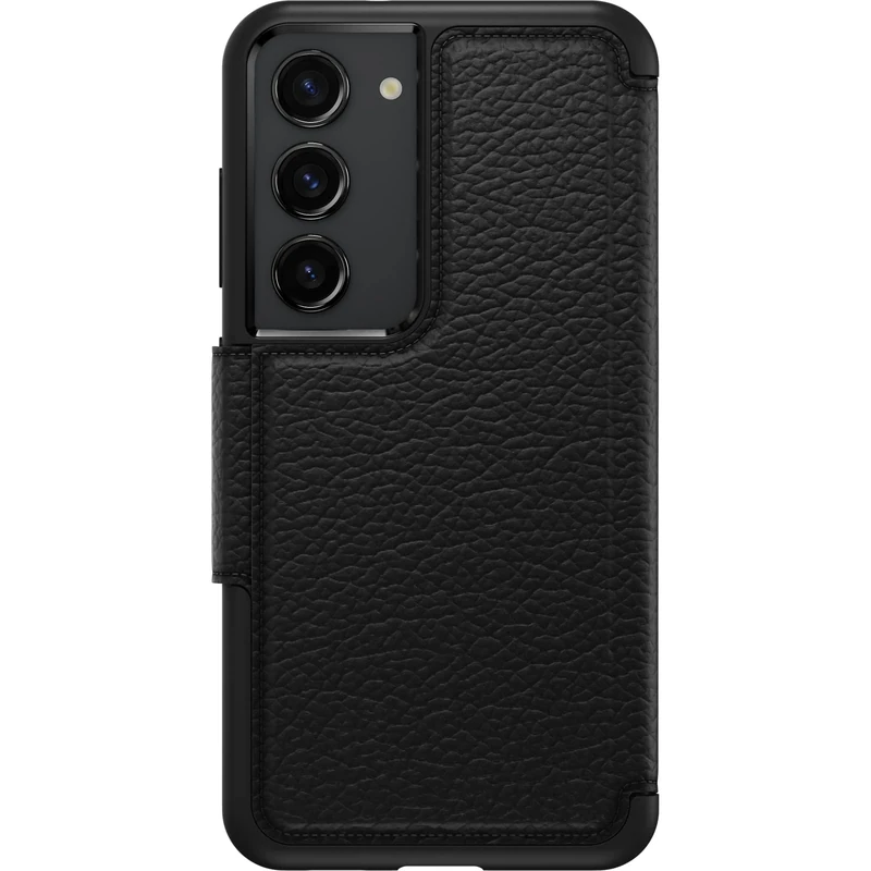 OtterBox Galaxy S23 Strada Series Case - SHADOW (Black), card holder, genuine leather, pocket-friendly, folio case