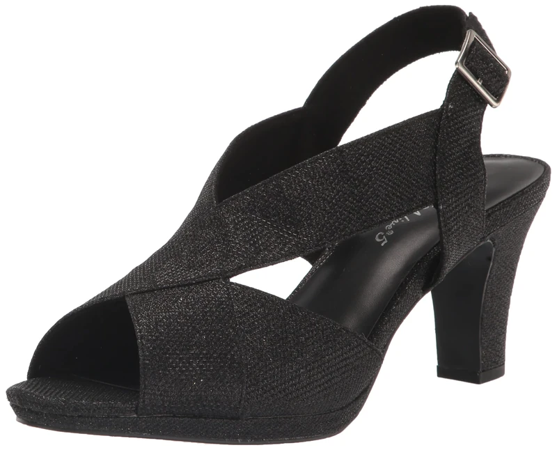 Easy Street Women's Christy Heel Sandals Black Glitter 36 EU, Black glitter, 4 UK