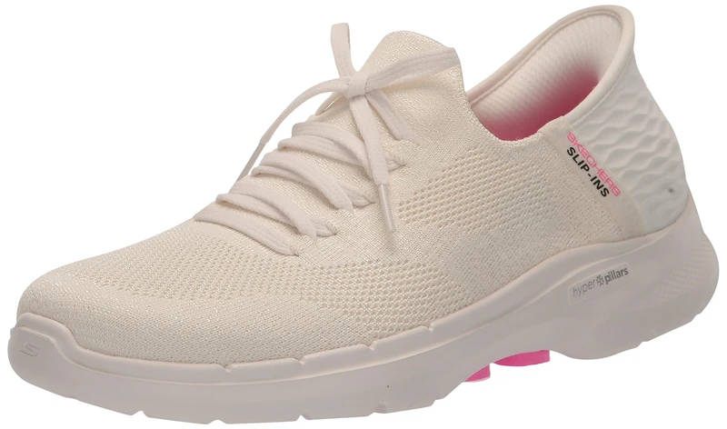Skechers Womens Women's Hands Free Slip-ins Go Walk 6-Lovely Day Sneaker, Off-White, 5.5 UK