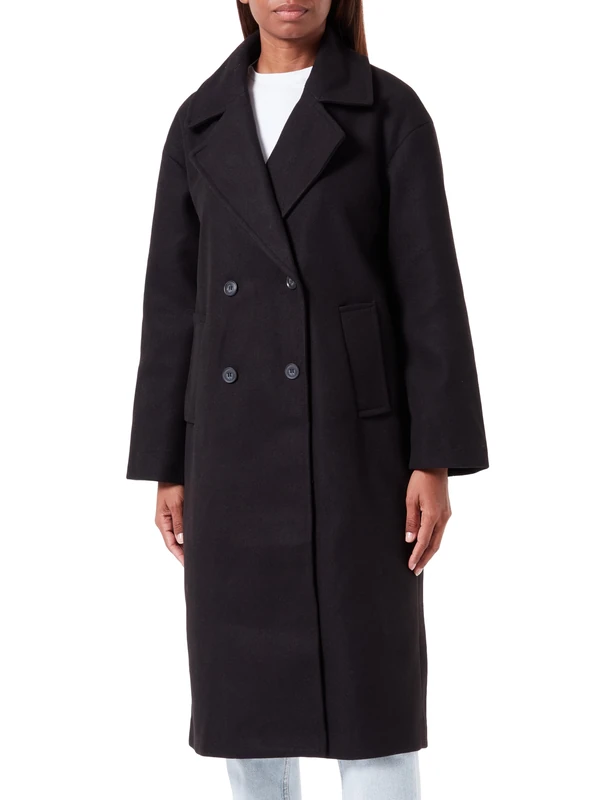 Bestseller A/S Women's ONLWEMBLEY L/S OVSIZE Coat TLR NOOS Coat, Black, 38