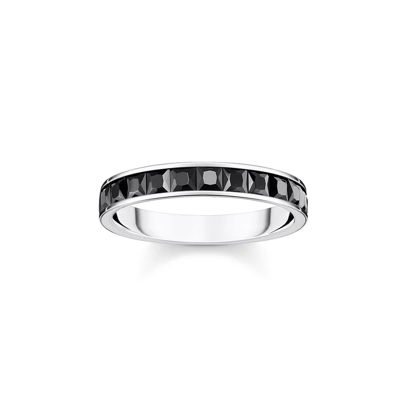 Thomas Sabo Women Ring Black Stones pavé Silver 925 Sterling Silver, Blackened TR2358-643-11