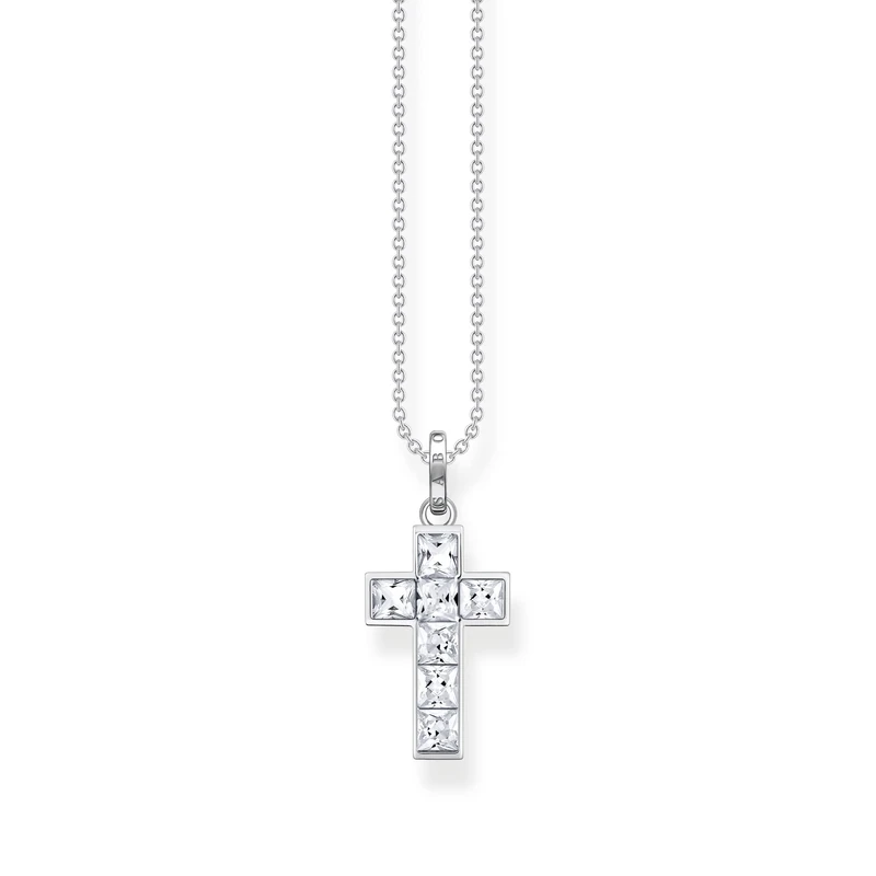 Thomas Sabo Necklace cross with white stones silver 925 Sterling Silver