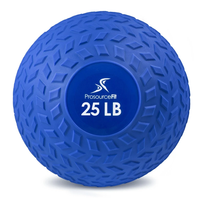 ProsourceFit Slam Medicine Ball, Tread Textured Grip Dead Weight Balls for Strength and Conditioning Exercises, Cardio and Core Workouts, 25lb, Blue