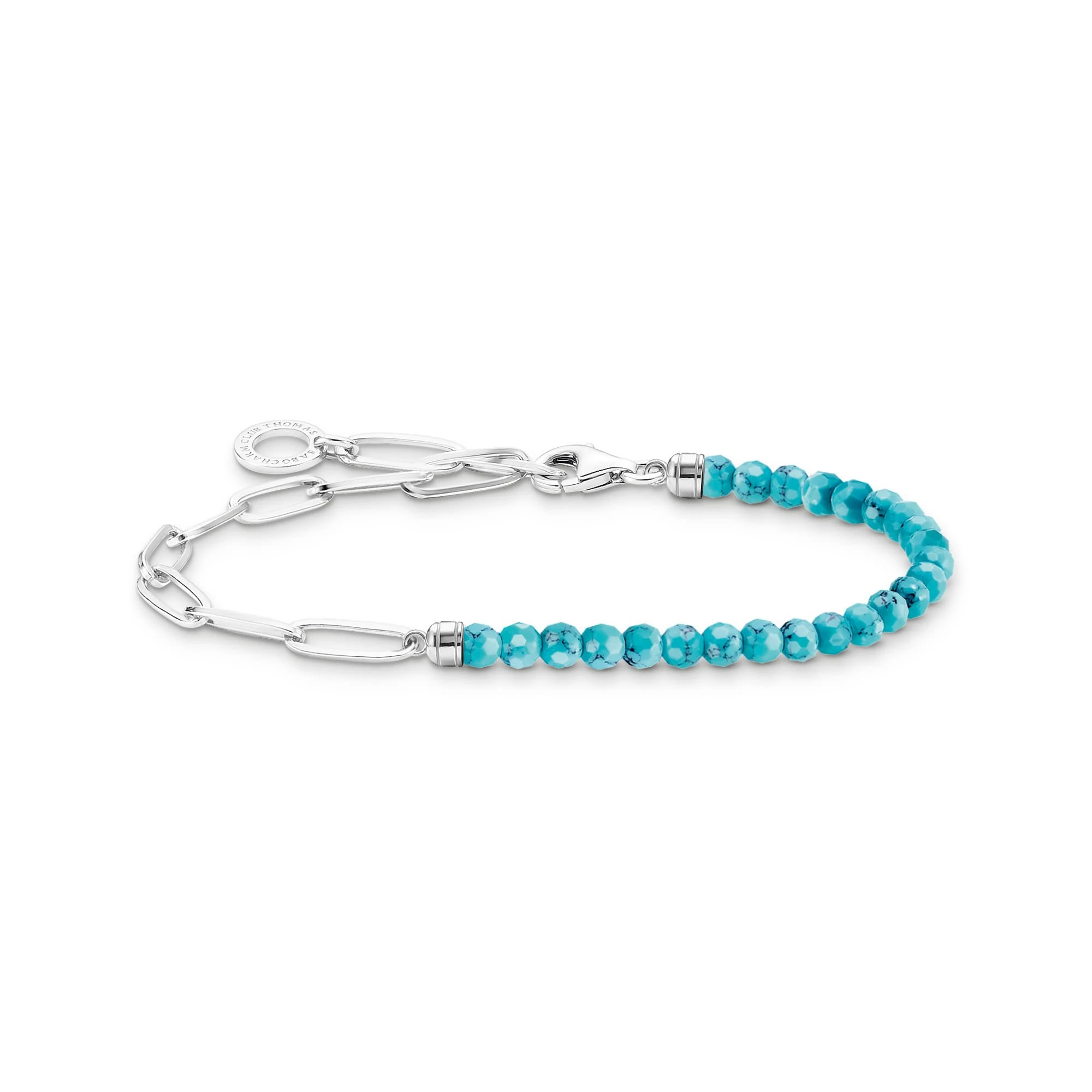 Thomas Sabo A2099-404-17 Charm Bracelet with Turquoise Beads in 925 Sterling Silver