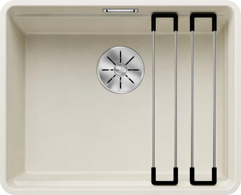 BLANCO ETAGON 500-F | SILGRANIT Sink in Soft White | Installation Type: flushmount Installation | for 60 cm Wide Base cabinets | System Concept with Versatile ETAGON Rails | [52.7x42.7x21.2 cm] - Image 1