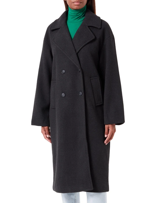 ONLY Damen ONLWEMBLEY L/S OVSIZE Coat PNT NOOS Mantel, Dark Grey Melange, 44