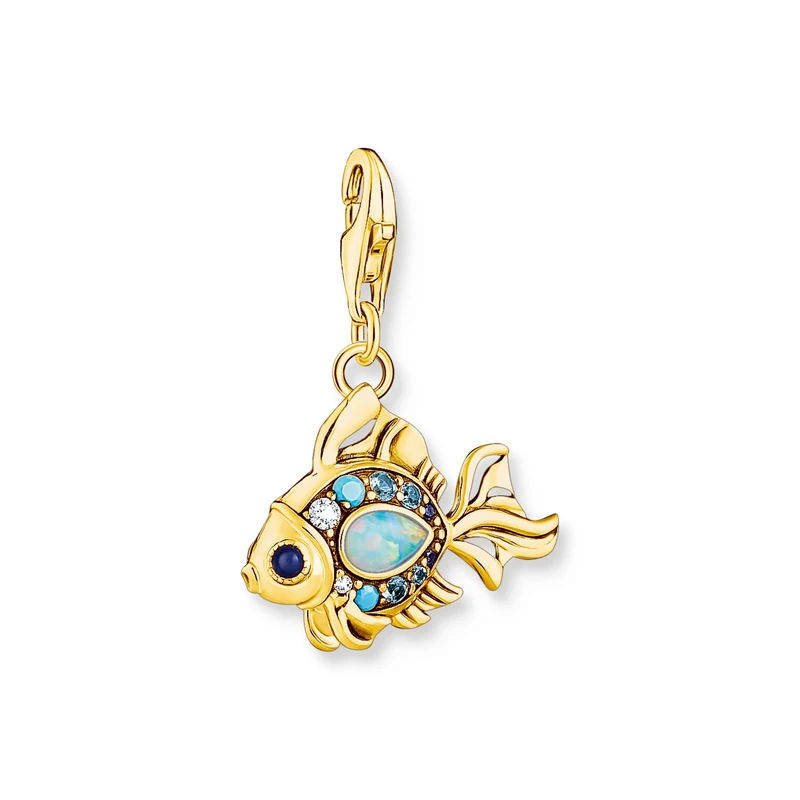 Thomas Sabo X0254-1921-959-7 Fish Charm Pendant in Gold-Plated Silver