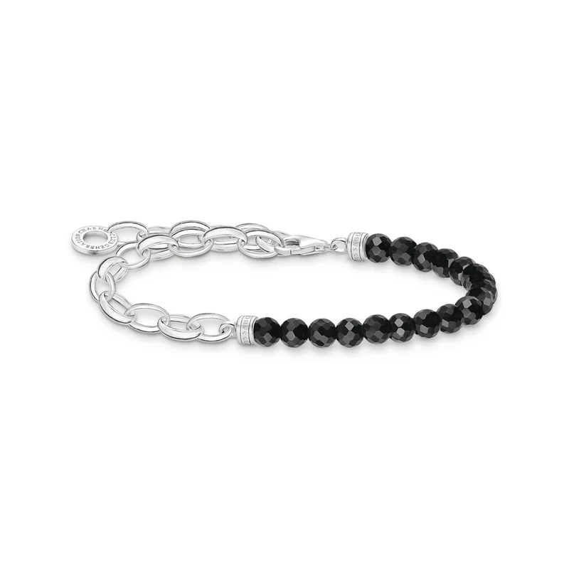 Thomas Sabo bracelet with black beads 925 sterling silver A2098-130-11-L17