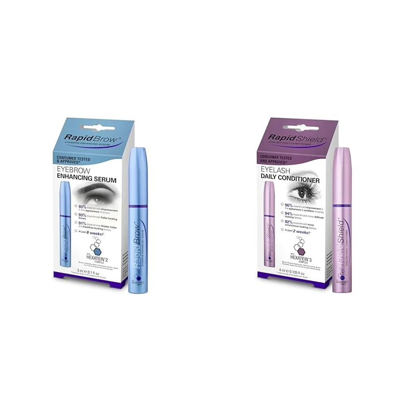 RapidBrow Eyebrow Enhancing Serum and RapidShield Eyelash Daily Conditioner Bundle, 3 ml (Pack of 1)