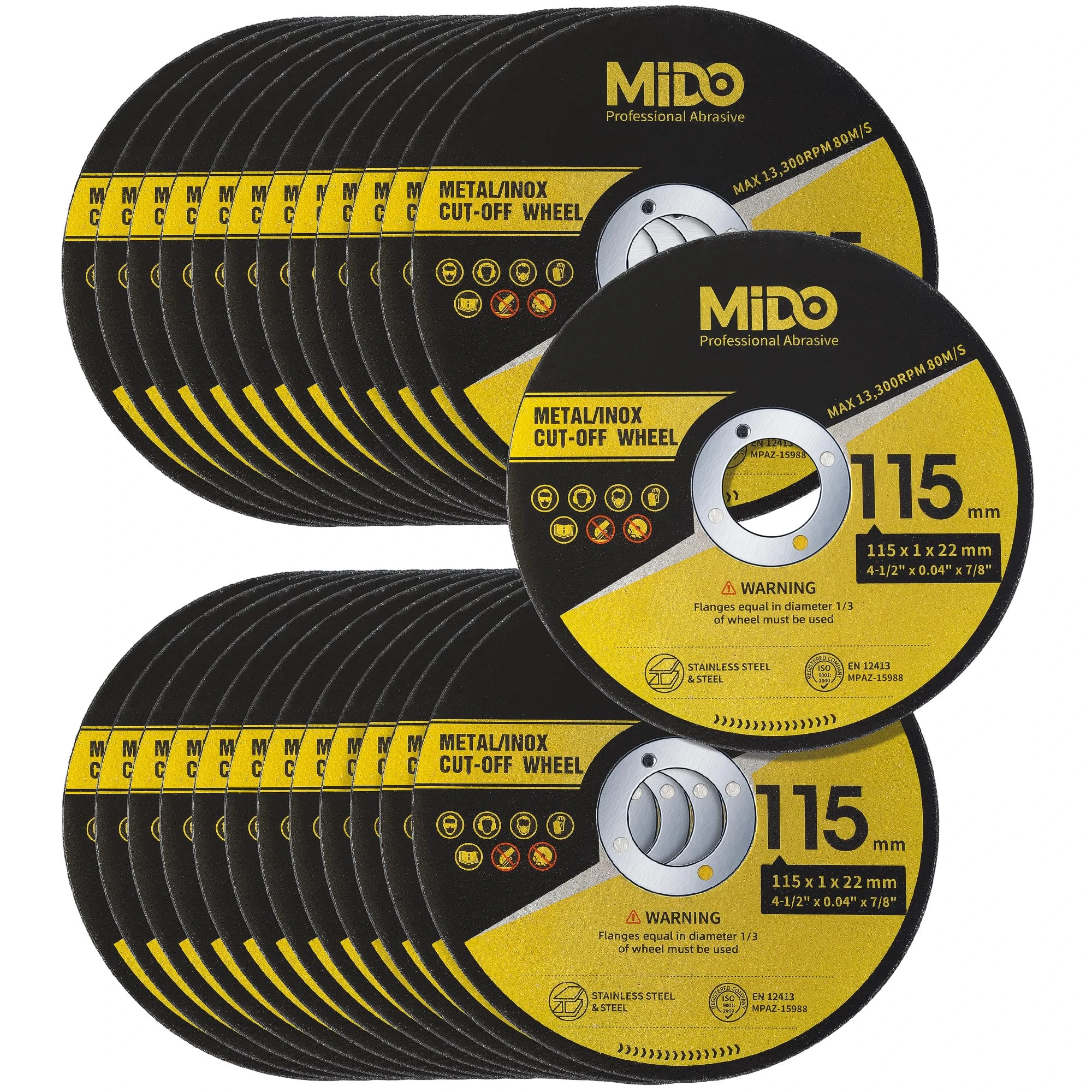MIDO Professional Abrasive Cutting Discs 25 Packs 115 mm Ultra Thin 1 mm Metal Cutting Disc Stainless Steel Cut off Wheel for Angle Grinder