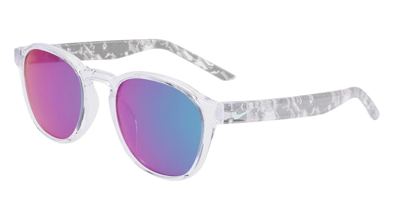 Nike SMASH M DZ7383 900 Clear/Green Mirror Sunglasses Kid Iniettato, Round, 47