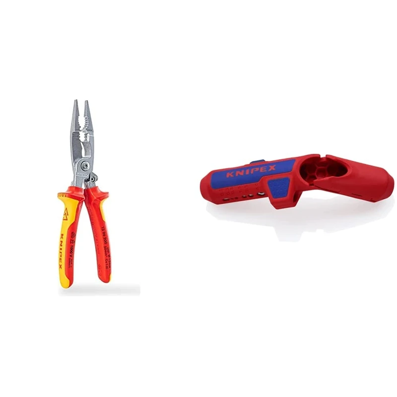 KNIPEX Pliers for Electrical Installation 1000V-insulated (200 mm) 13 96 200 & ErgoStrip Universal Stripping Tool (135 mm) 16 95 01 SB