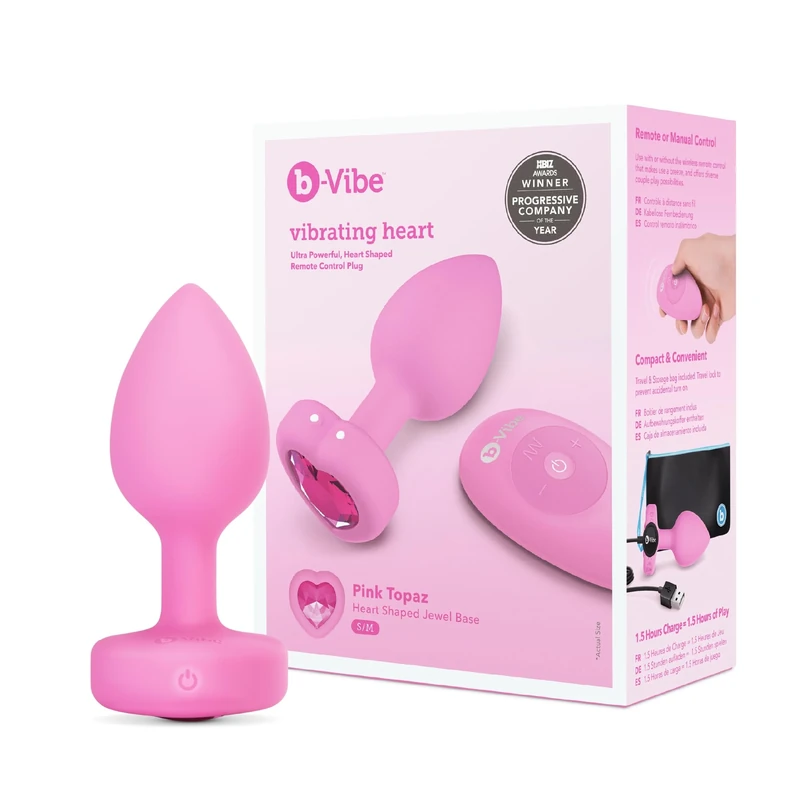 b-Vibe - TheVibrating Heart Plug S/M - USB Rechargeable & Remote Controlled Butt Plug