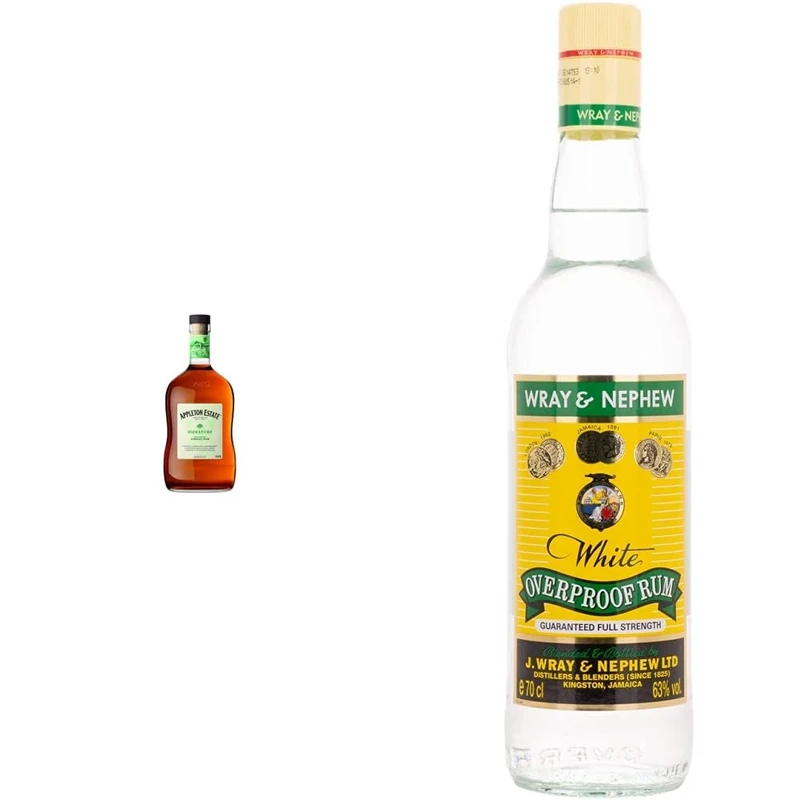 Appleton Estate Signature Jamaica Rum, 70cl & Wray and Nephew Rum 70 cl, 63 Percent vol - White Overproof Jamaica Rum, 2