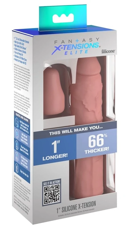 Pipedream Fantasy X-tensions Elite 1" Silicone X-Tension - Light Light 25 mm