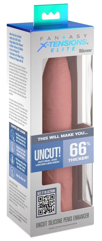 Pipedream Fantasy X-tensions Elite Uncut Silicone Penis Enhancer - Light Light 17.8 cm - Image 1