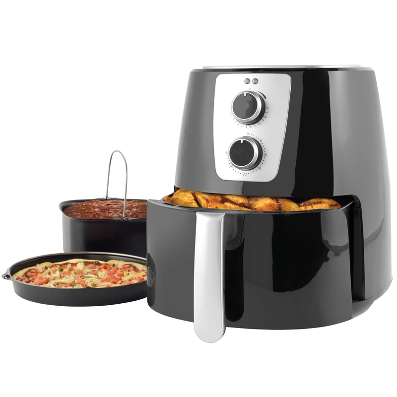 Petra PT5175VDEEU10 Manual Air Fryer, 5.2 L, Removable XL Tray, Hot Air Circulation, Little Oil. 30 min Timer, Pizza Tray and Cake Mould Included, Adjustable Temp. 1300 W. - Image 1