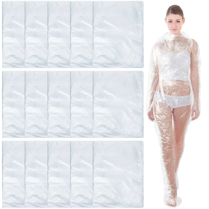 Xtinmee 20 Pcs Disposable Body Wraps PE Sauna Bath Suit Plastic Body Far Infrared Sauna Wrap for Women Men Spa Bathtub Weight Loss Detox, Clear - Image 1