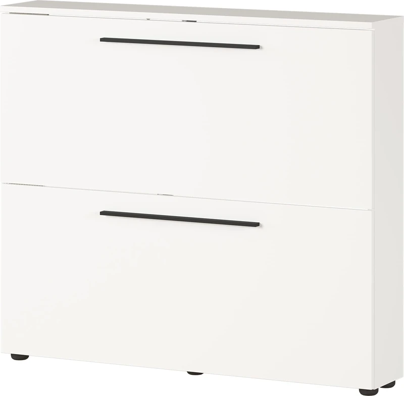 Germania shoe rack 2575-84 GW-Utah, in white, with space for 8 pairs of shoes, shallow depth, ideal for narrow corridors, 100 x 85 x 19 cm (WxHxD)